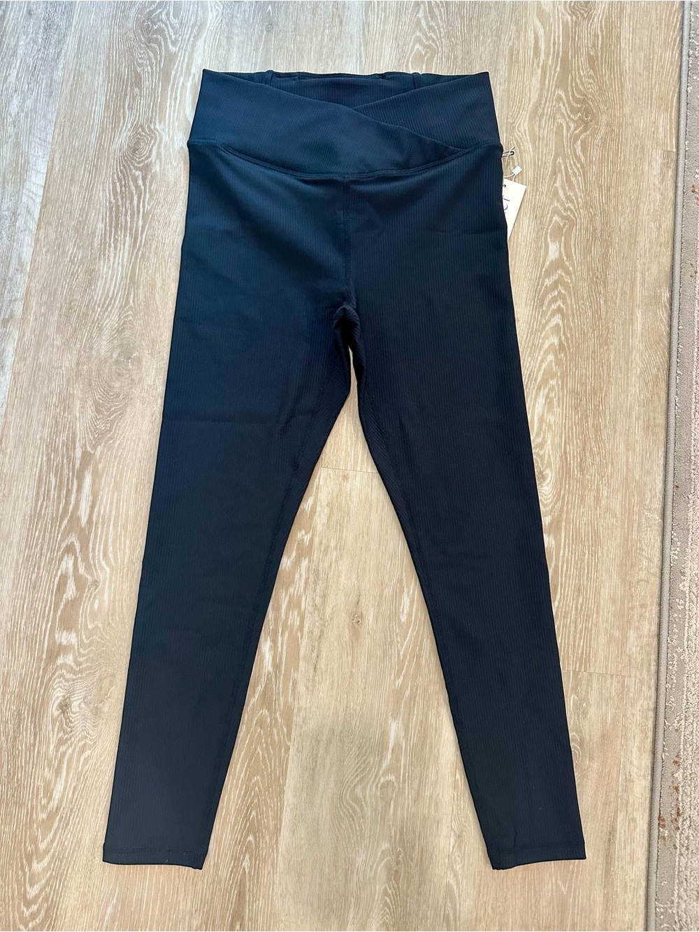 Cross-Over Waist Black Active Leggings for Women
